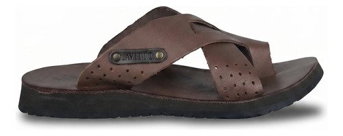 Chinelas De Hombre Lavitto Cuero Marron
