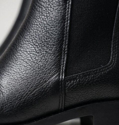Borcegos Botas Mujer Cuero Legítimo Elástico Lateral Negro 34 - Imagen 3