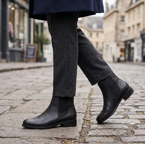 Borcegos Botas Mujer Cuero Legítimo Elástico Lateral Negro 34 - Imagen 2