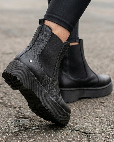 Bota De Dama Borcego Plataforma De Cuero Legitimo 100% Cuero - Imagen 3