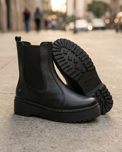 Bota De Dama Borcego Plataforma De Cuero Legitimo 100% Cuero - Imagen 4