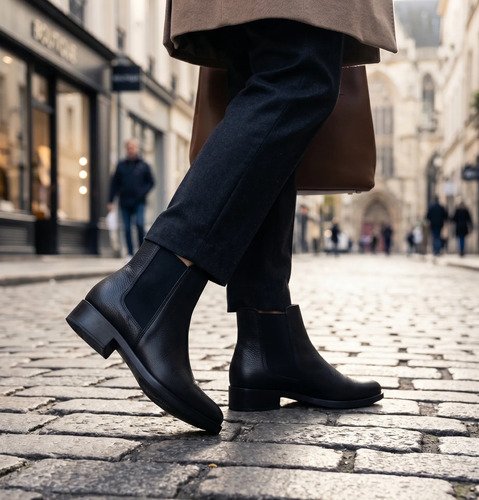 Borcegos Botas Mujer Cuero Legítimo Elástico Lateral Negro 34 - Imagen 5