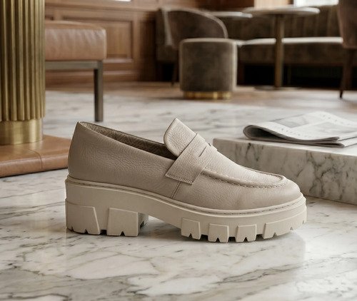 Zapato De Dama Mocasin De Vestir Anto White Cuero Legitimo - Imagen 2