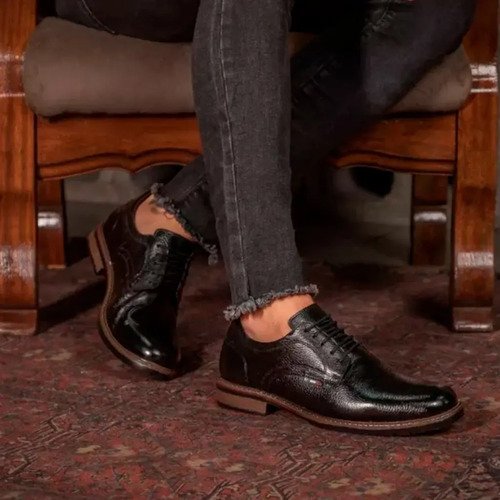 Zapato Masculino De Vestir Oxford Acordonado Cuero Legitimo - Imagen 8