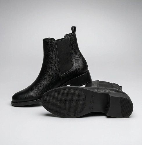Borcegos Botas Mujer Cuero Legítimo Elástico Lateral Negro 34 - Imagen 6