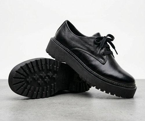 Zapato De Dama Acordonado Con Plataforma De Vestir En Cuero - Imagen 2