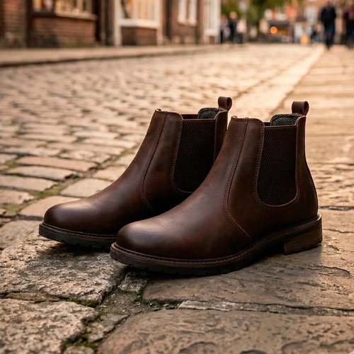 Bota Chelsea Marron Borcego Botin Masculino Cuero Legitimo - Imagen 2