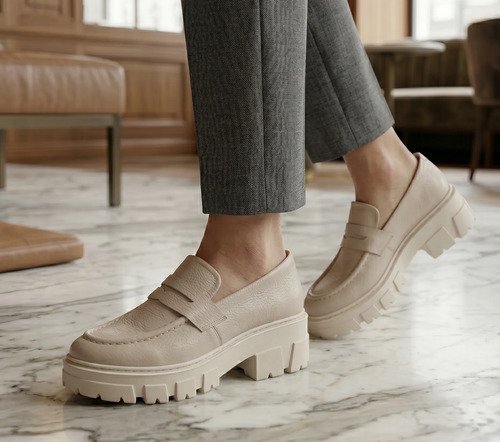 Zapato De Dama Mocasin De Vestir Anto White Cuero Legitimo - Imagen 5