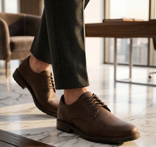 Zapato Masculino De Vestir Marron Y Negro En Cuero Legitimo - Imagen 3